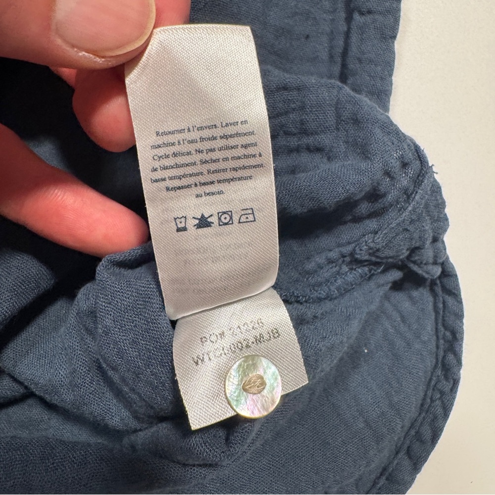 Faherty Deep Blue Organic Cotton‎ Shirt Women’s Size Small - Picture 5 of 8